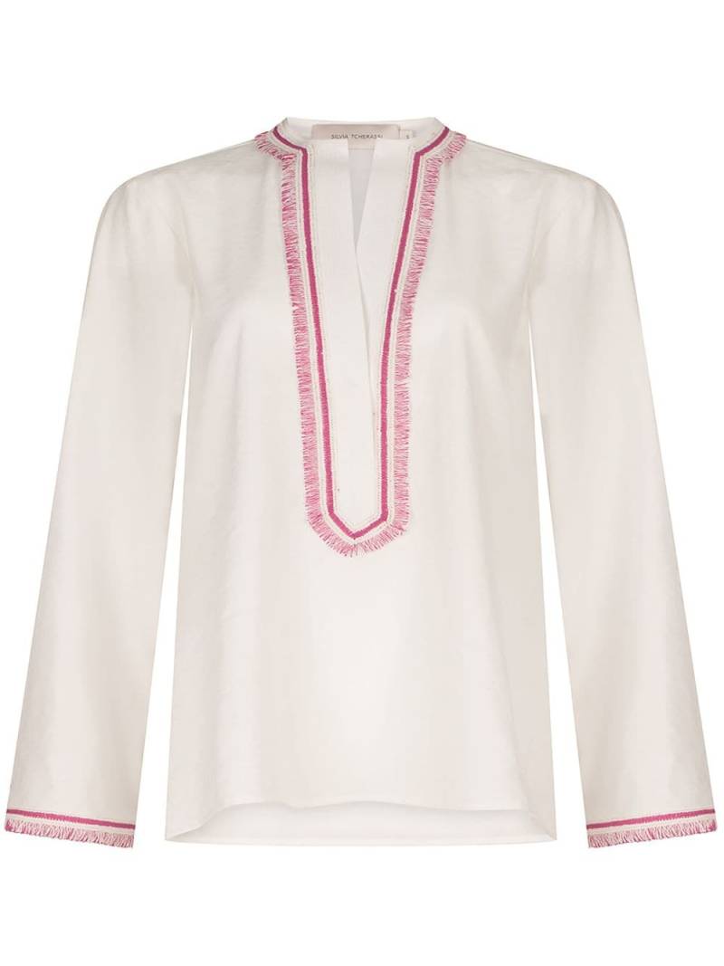 Silvia Tcherassi Anisa fringe-trim tunic top - White von Silvia Tcherassi