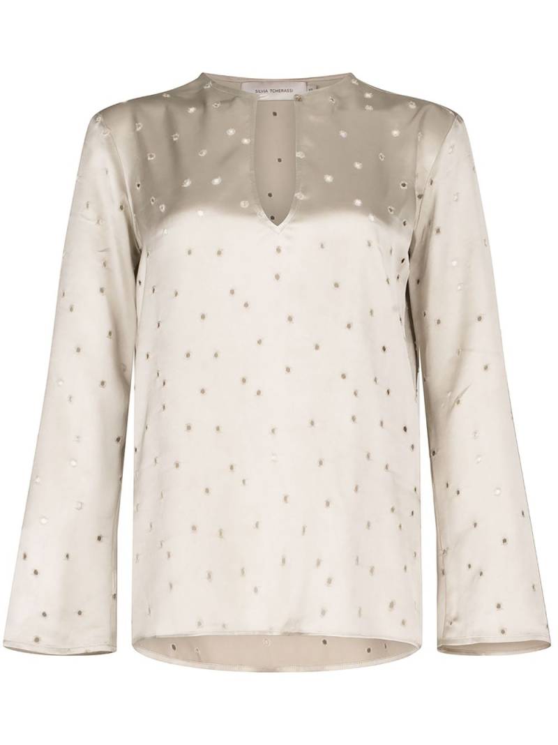 Silvia Tcherassi Tosca perforated satin blouse - Neutrals von Silvia Tcherassi