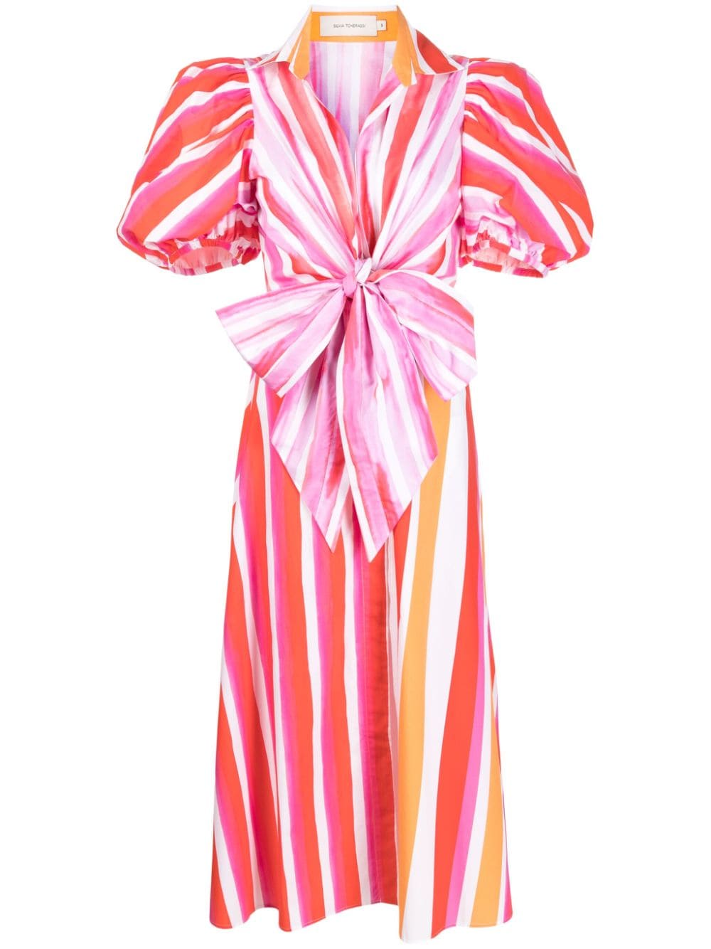 Silvia Tcherassi striped bow-detail midi dress - Pink von Silvia Tcherassi