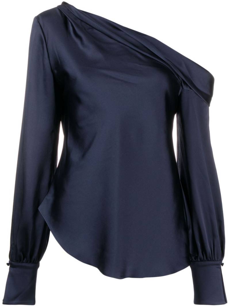 Simkhai Alice asymmetric draped-shoulder blouse - Blue von Simkhai