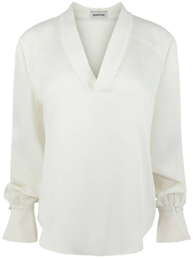 Simkhai Maisey satin v-neck blouse - Neutrals von Simkhai