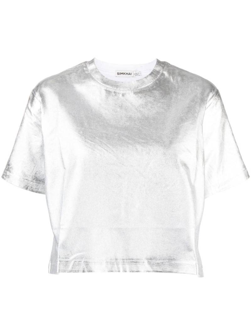 Simkhai metallic short-sleeve T-shirt - Silver von Simkhai