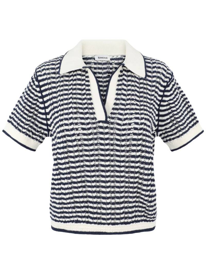 Simkhai stripe-pattern knitted polo shirt - Blue von Simkhai