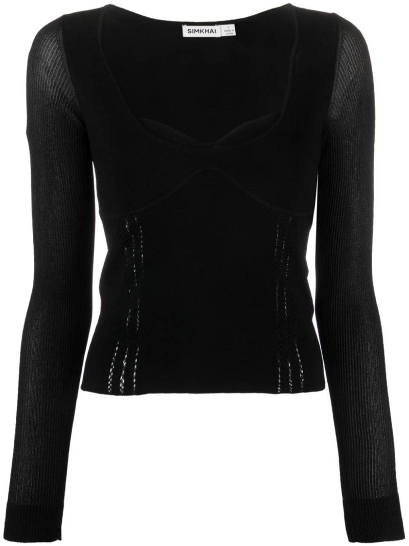 Simkhai sweetheart-neck fine-knit top - Black von Simkhai