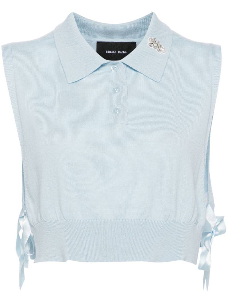 Simone Rocha Embellished knit polo bib - Blue von Simone Rocha