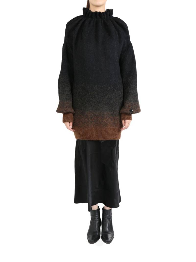 Simone Rocha Gathered Pleated high-neck jumper - Black von Simone Rocha