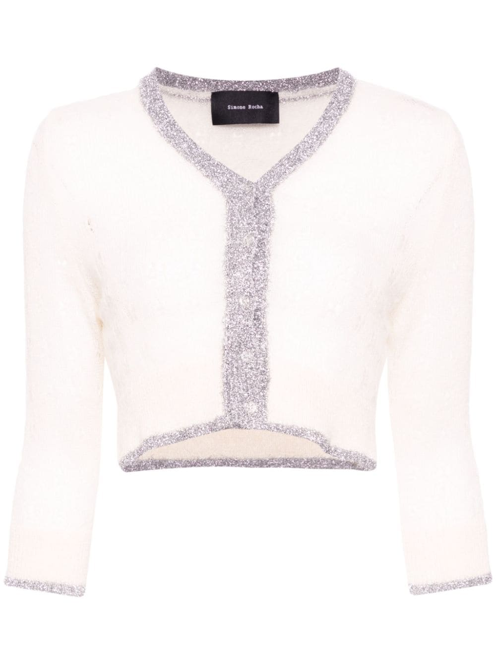 Simone Rocha Tinsel pointelle-knit cardigan - Neutrals von Simone Rocha