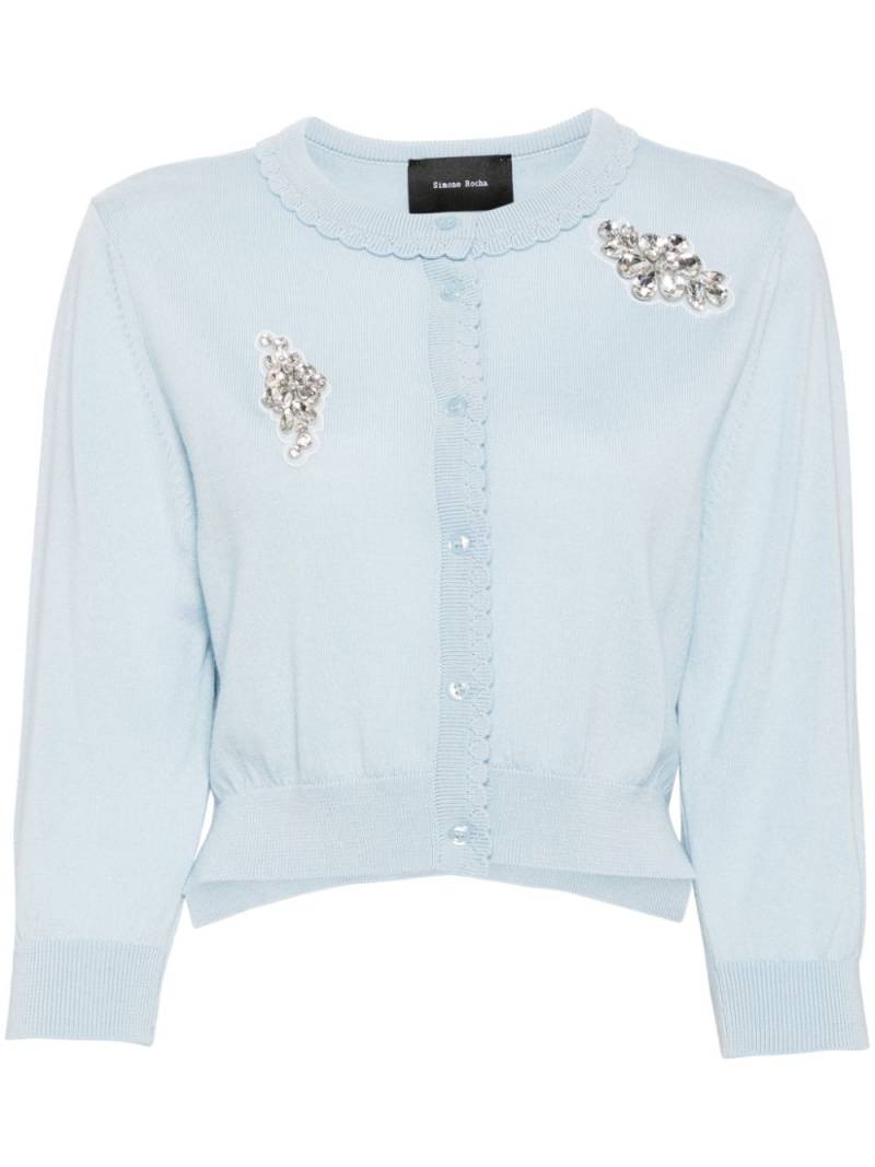 Simone Rocha beaded scallop placket cardigan - Blue von Simone Rocha