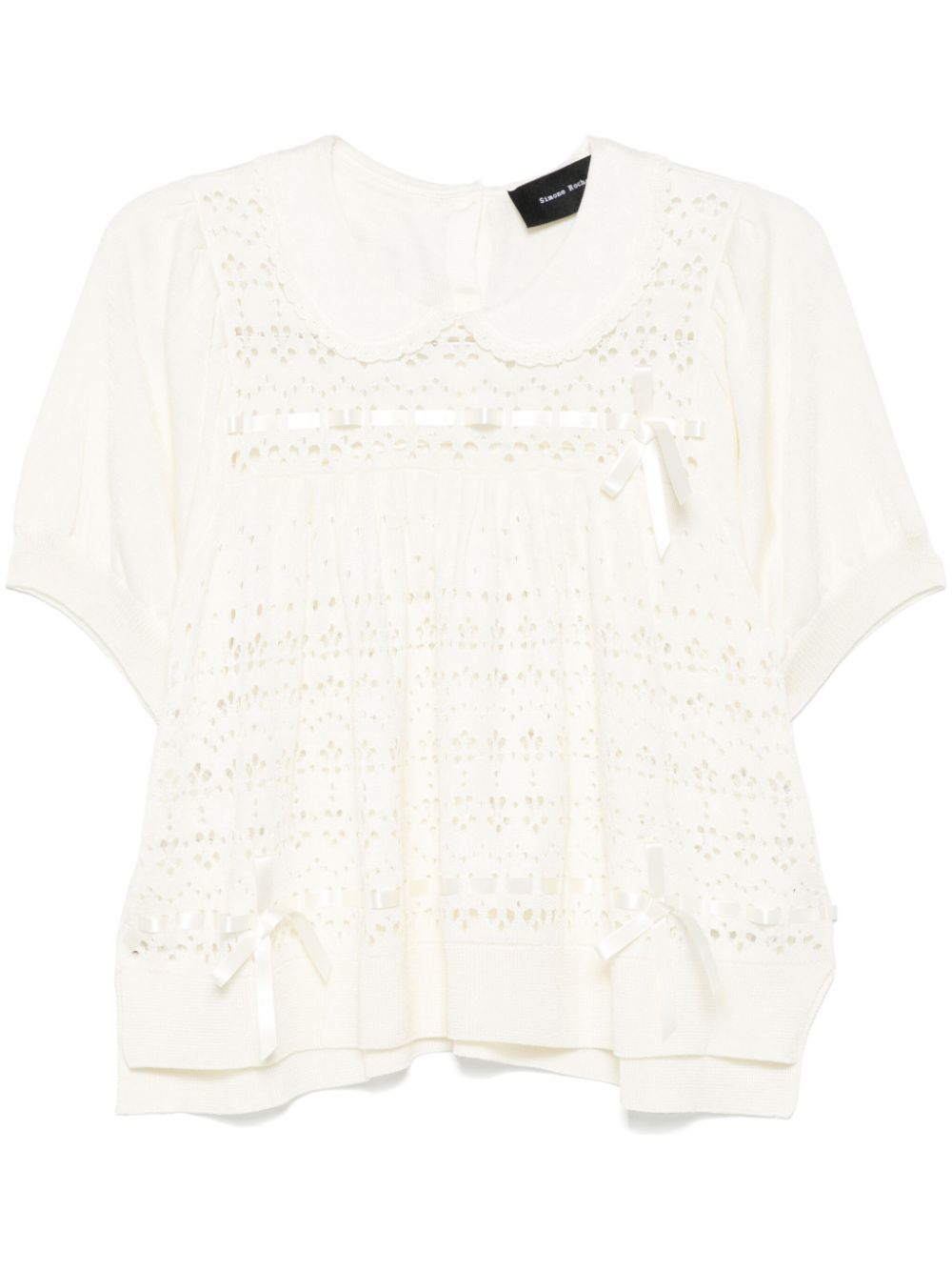 Simone Rocha bow ribbon broderie blouse - Neutrals von Simone Rocha