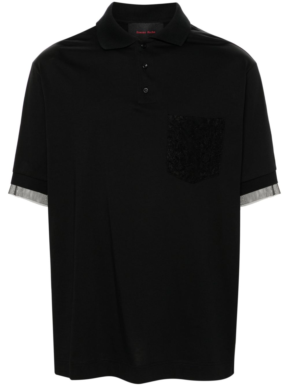 Simone Rocha corded lace-detail polo shirt - Black von Simone Rocha