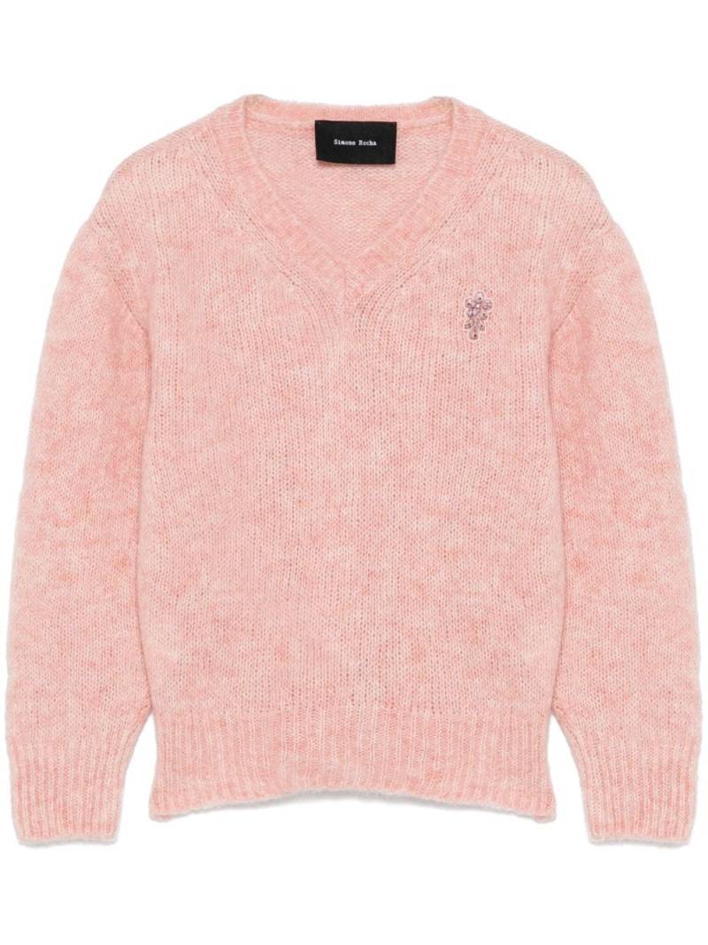 Simone Rocha cropped V-neck sweater - Pink von Simone Rocha