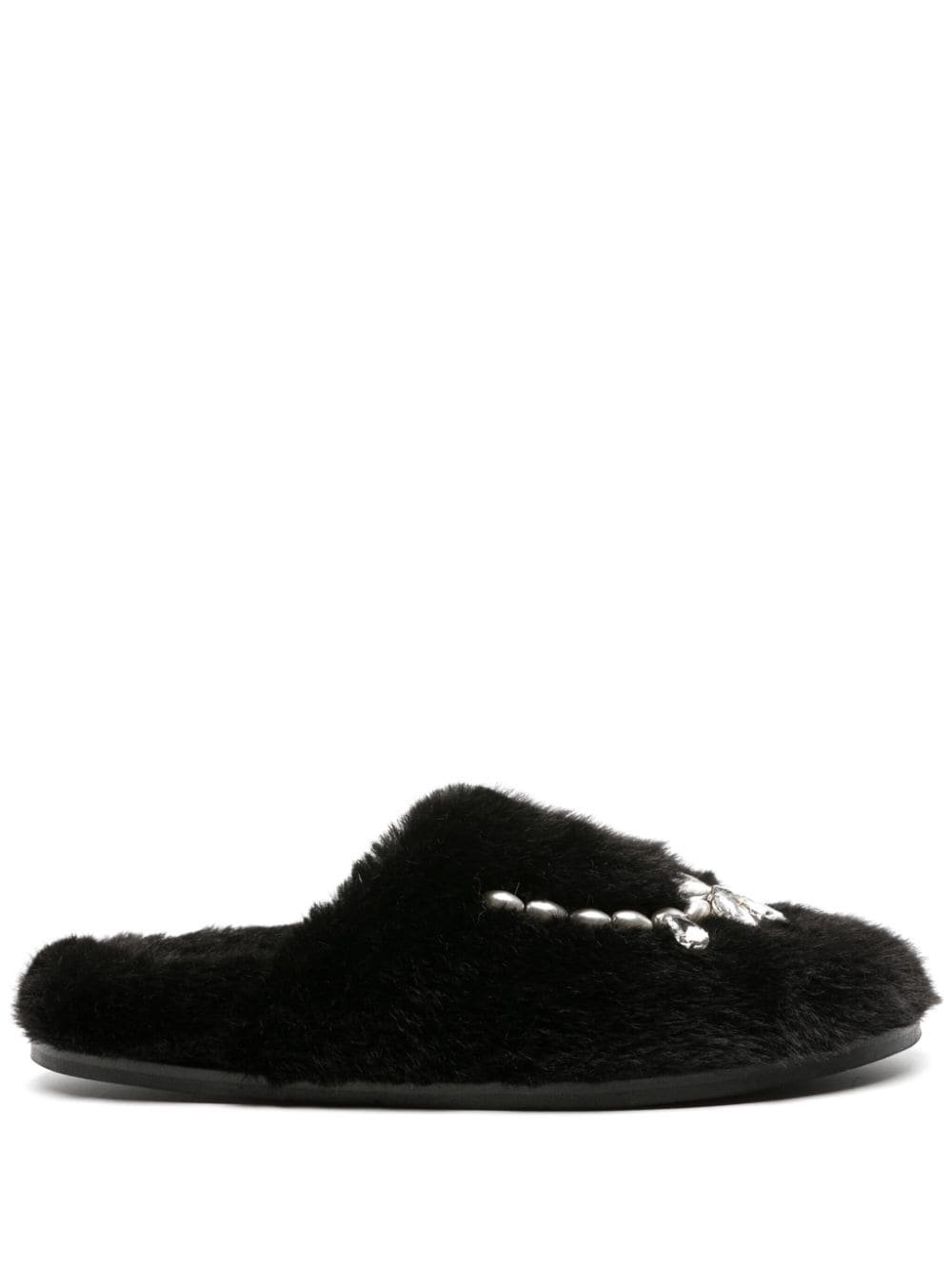 Simone Rocha crystal-embellished faux-fur slippers - Black von Simone Rocha