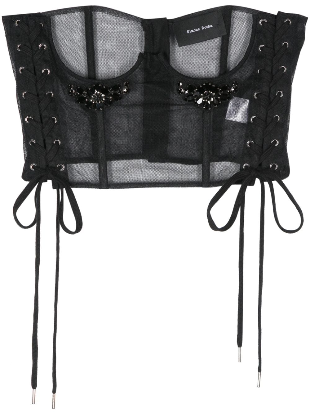 Simone Rocha crystal-embellished lace-up corset - Black von Simone Rocha