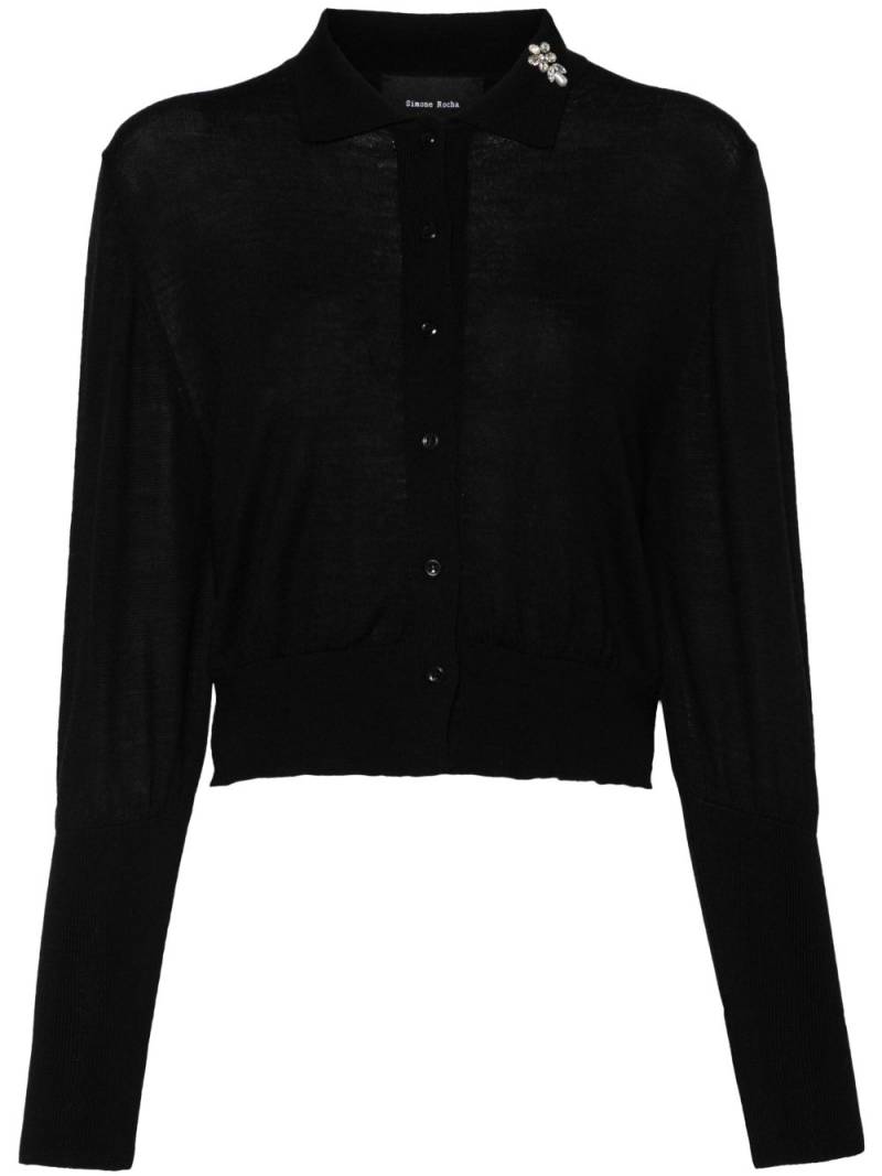 Simone Rocha crystal-embellished polo cardigan - Black von Simone Rocha