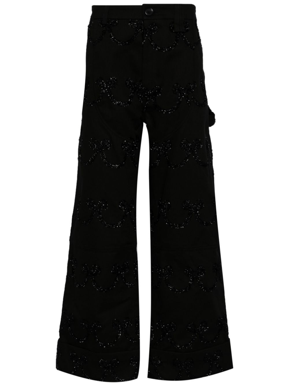 Simone Rocha crystal-embellishment wide-leg cotton trousers - Black von Simone Rocha