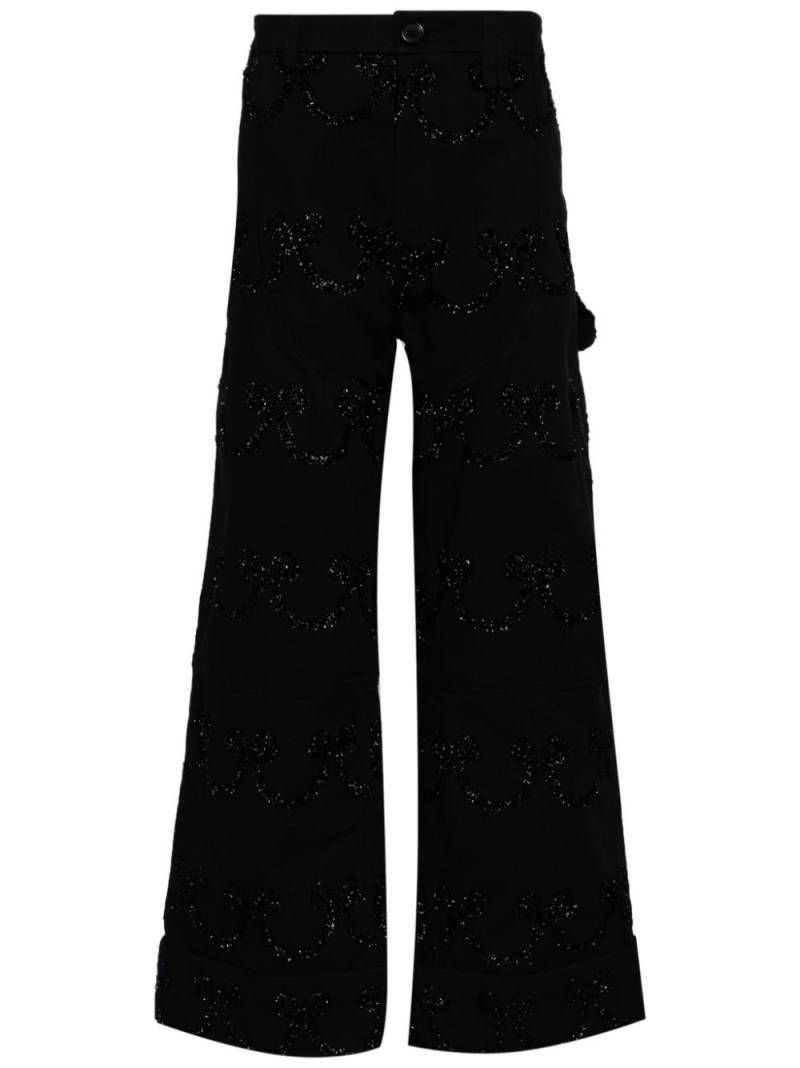 Simone Rocha crystal-embellishment wide-leg cotton trousers - Black von Simone Rocha