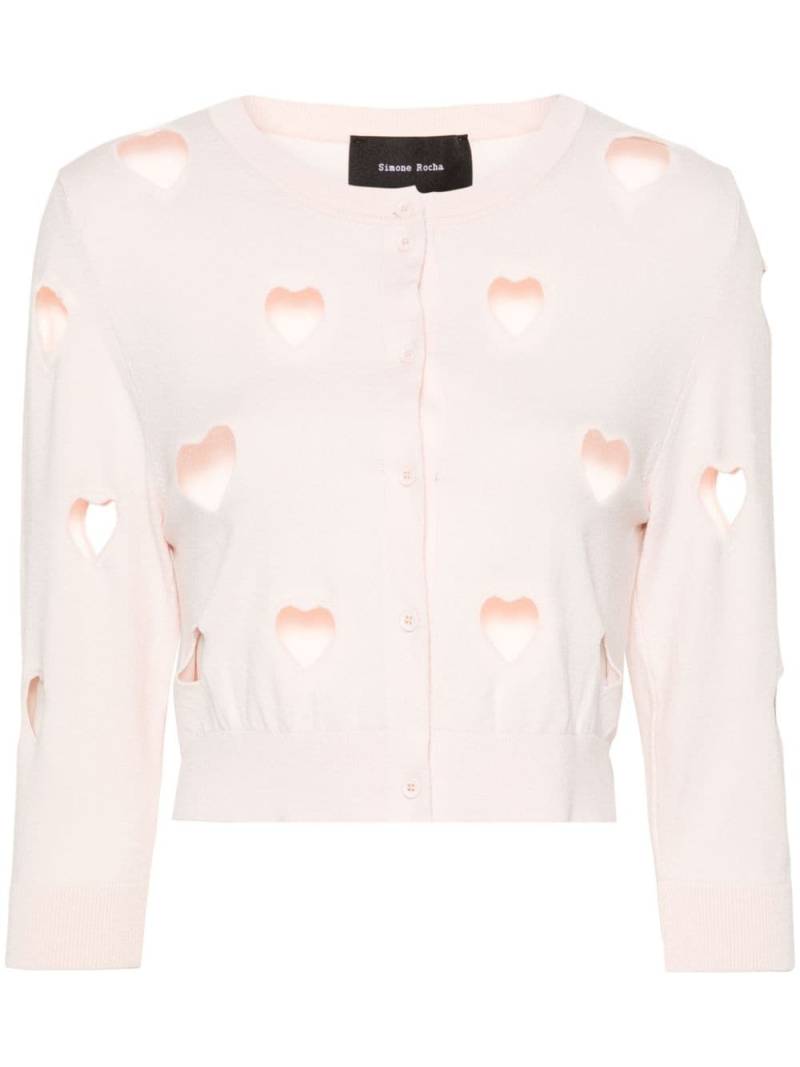 Simone Rocha cut-out-detail ribed cardigan - Pink von Simone Rocha