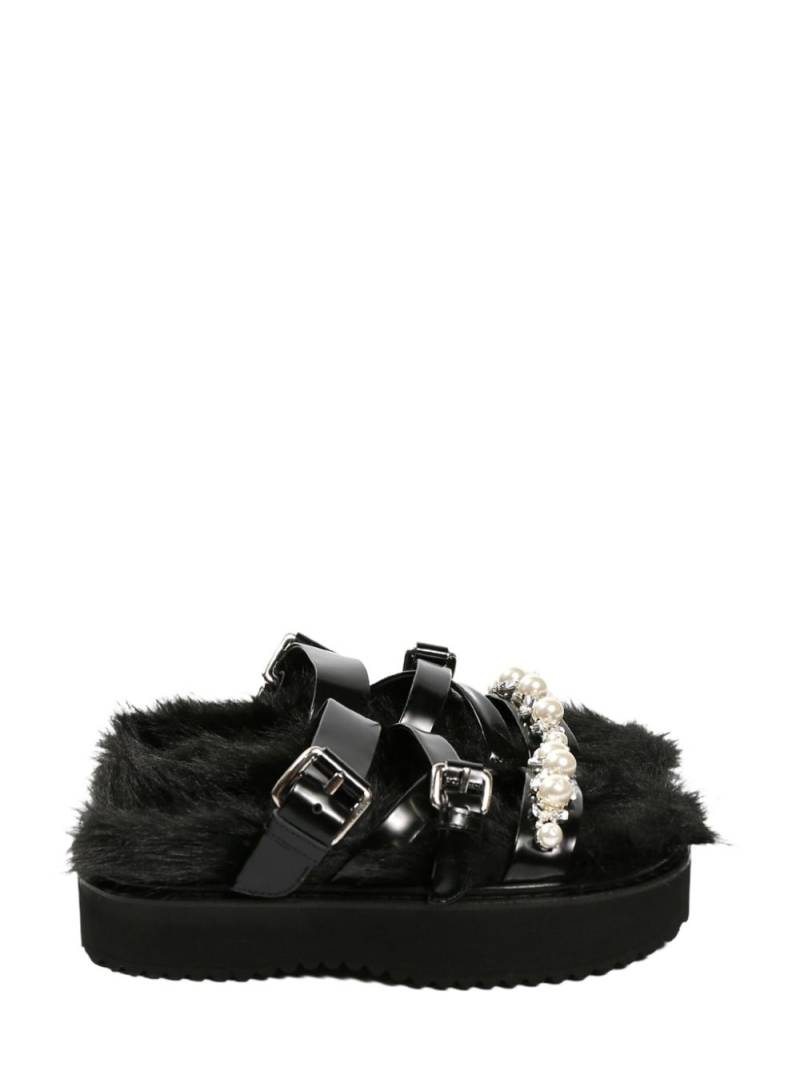 Simone Rocha faux fur platform sandal - Black von Simone Rocha