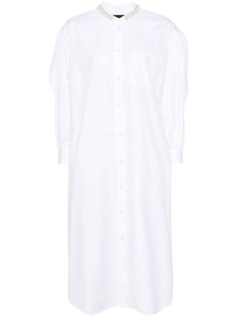 Simone Rocha faux-pearl cotton shirt dress - White von Simone Rocha