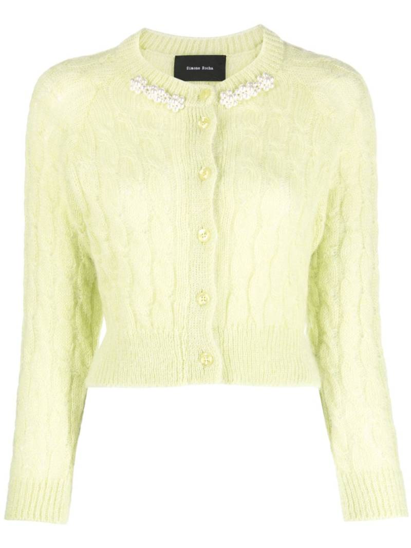 Simone Rocha faux pearl-detail knitted cardigan - Green von Simone Rocha