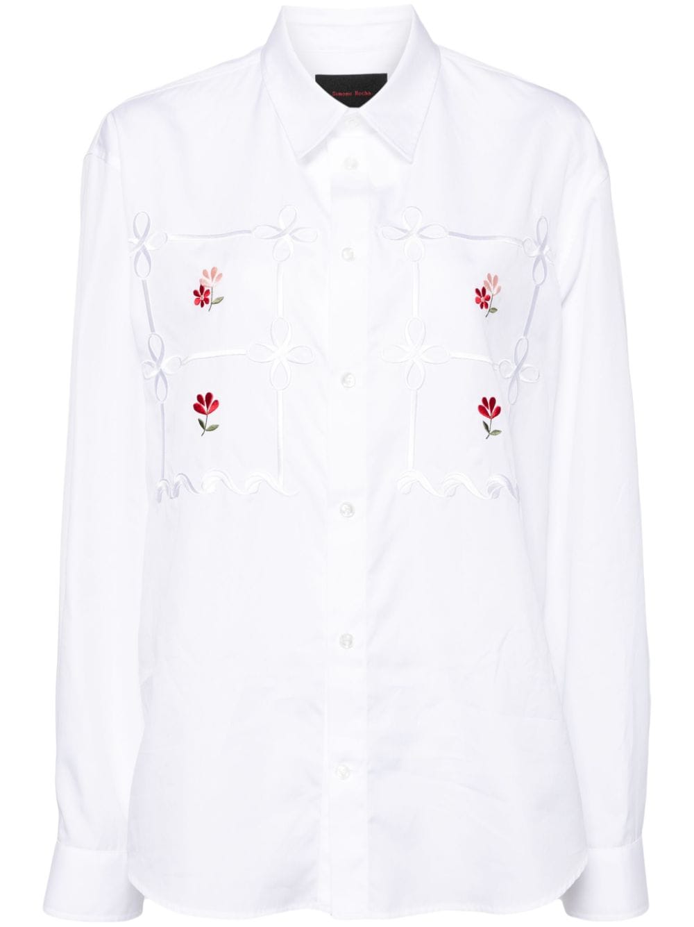 Simone Rocha floral-embroidered cotton shirt - White von Simone Rocha