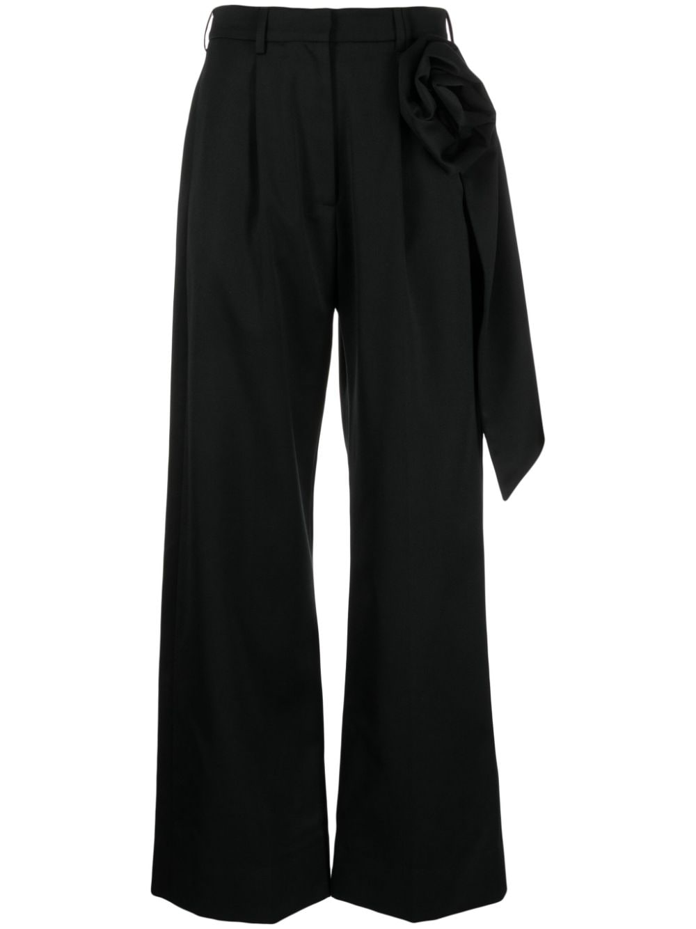 Simone Rocha rose-appliqué wool trousers - Black von Simone Rocha