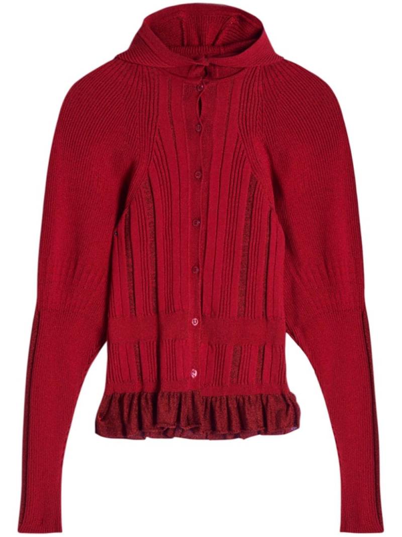 Simone Rocha hooded ribbed cardigan - Red von Simone Rocha