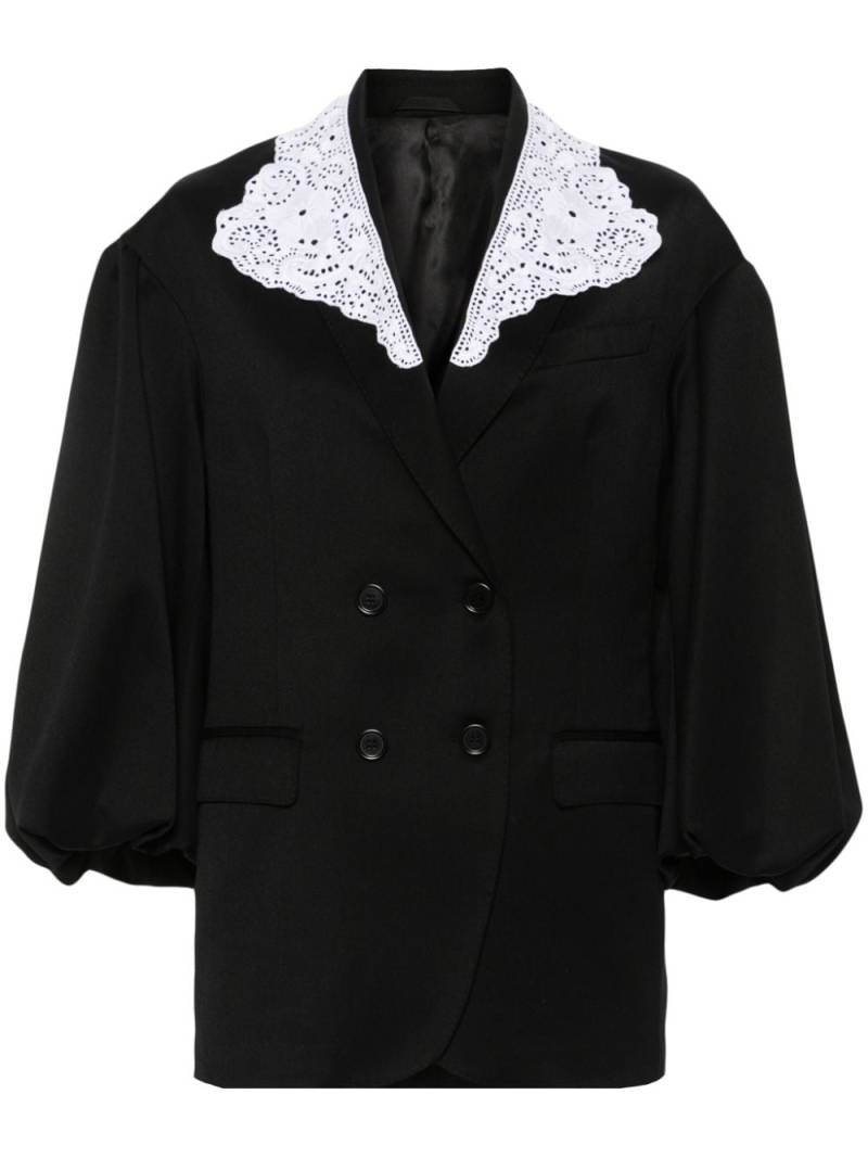 Simone Rocha lace-appliqué double-breasted blazer - Black von Simone Rocha