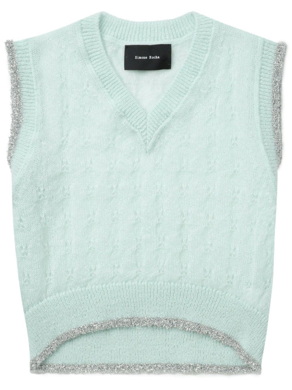 Simone Rocha lurex-detail open-knit vest - Blue von Simone Rocha