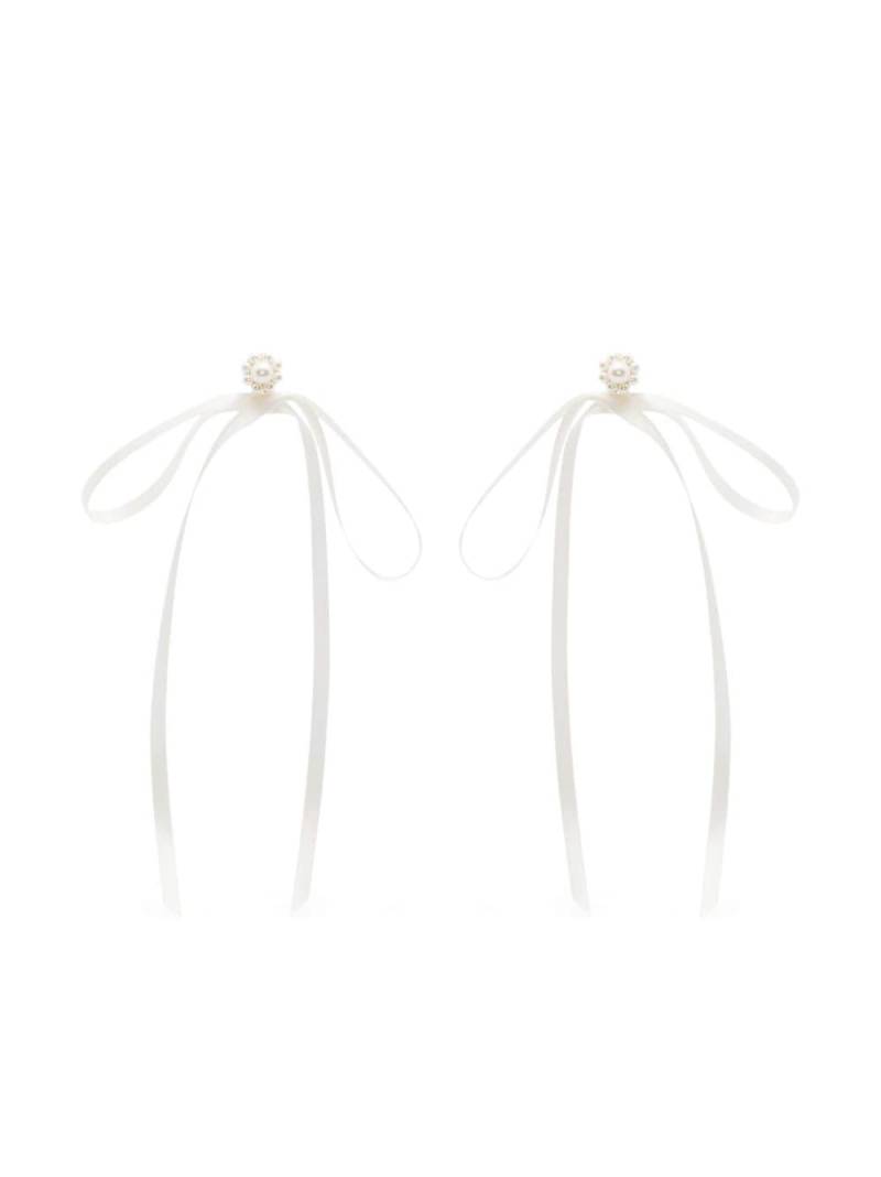 Simone Rocha pearl-embellished ribbon bow earrings - White von Simone Rocha