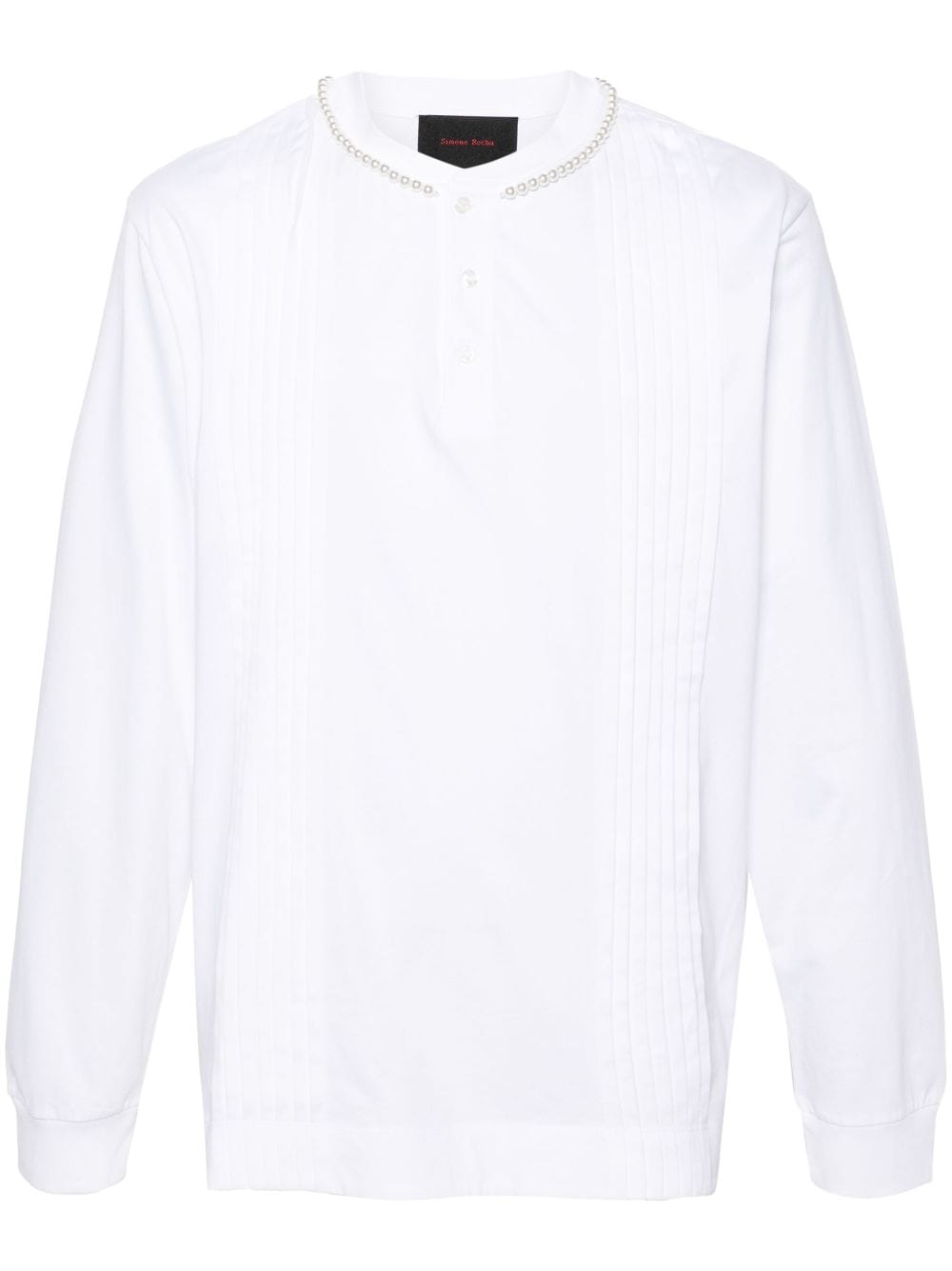 Simone Rocha pleated cotton henley top - White von Simone Rocha