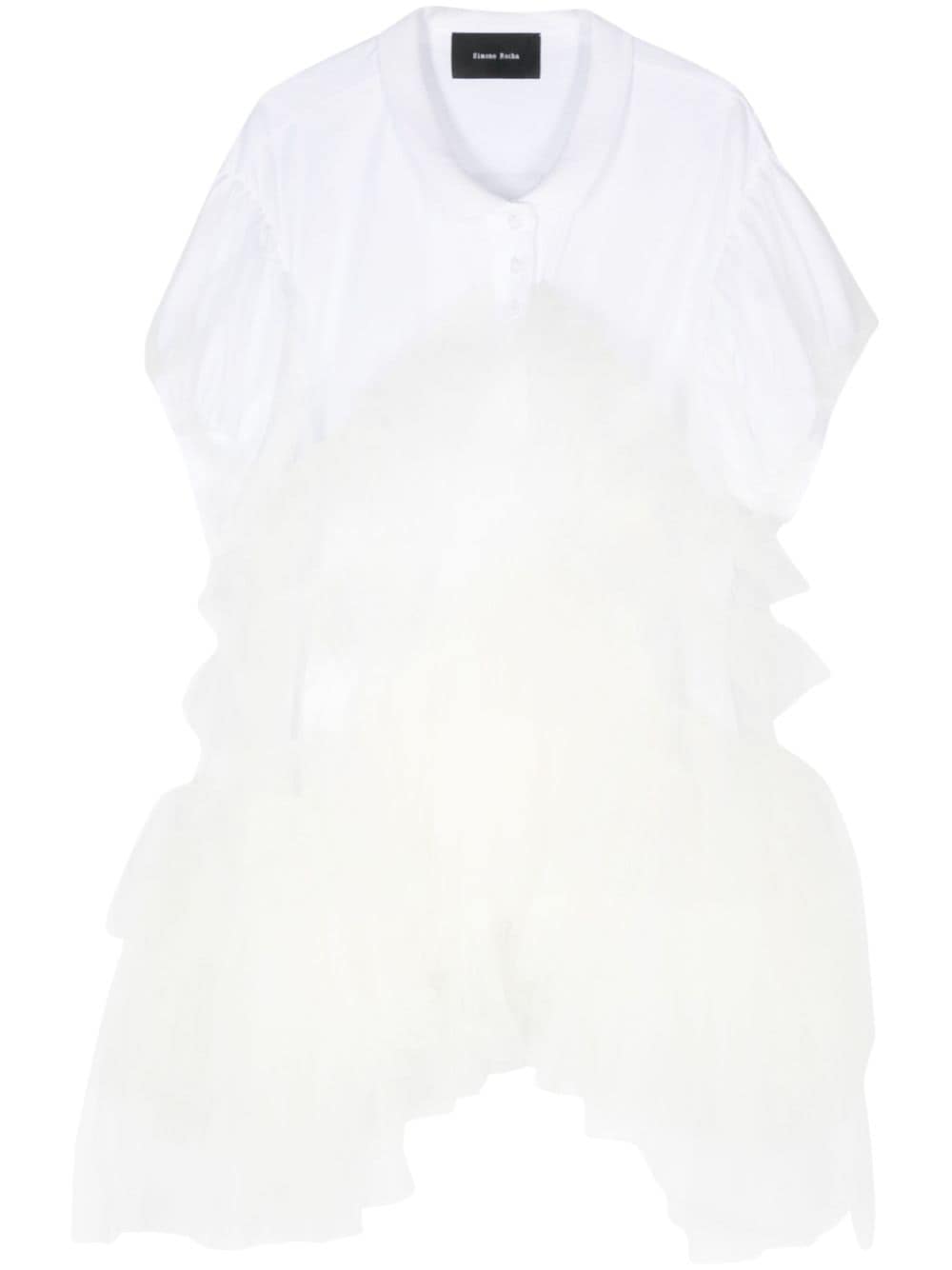 Simone Rocha puff-sleeve tulle polo shirt - White von Simone Rocha