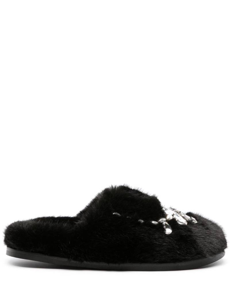 Simone Rocha embellished faux-fur slippers - Black von Simone Rocha