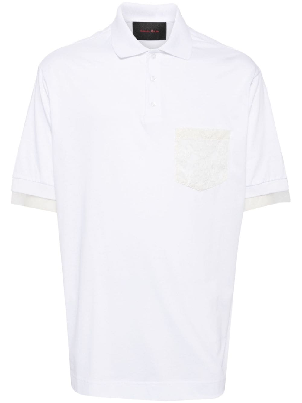 Simone Rocha sheer lace pocket polo shirt - White von Simone Rocha