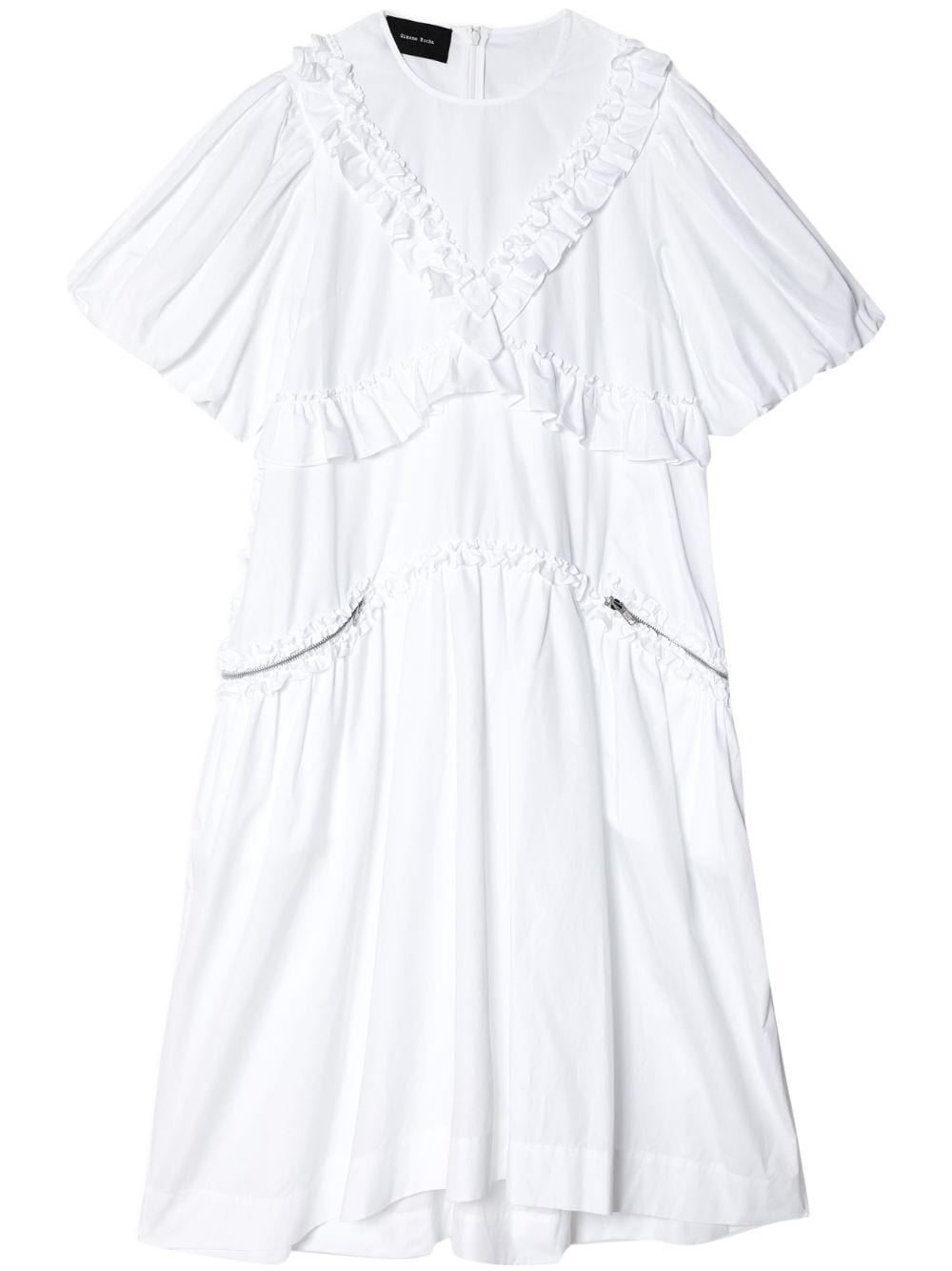 Simone Rocha zip-pockets ruffled cotton dress - White von Simone Rocha