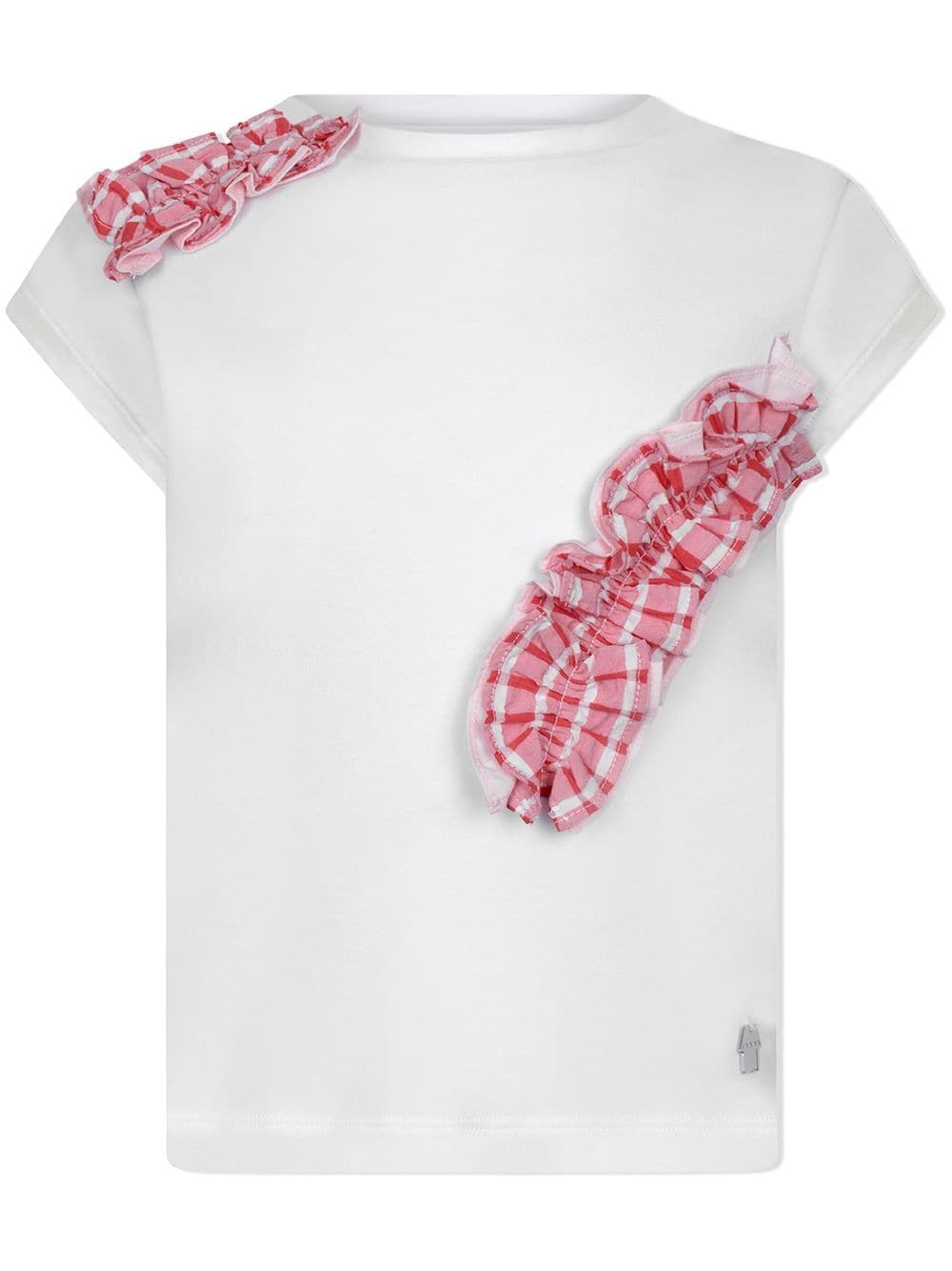 Simonetta check-print ruffle T-shirt - White von Simonetta