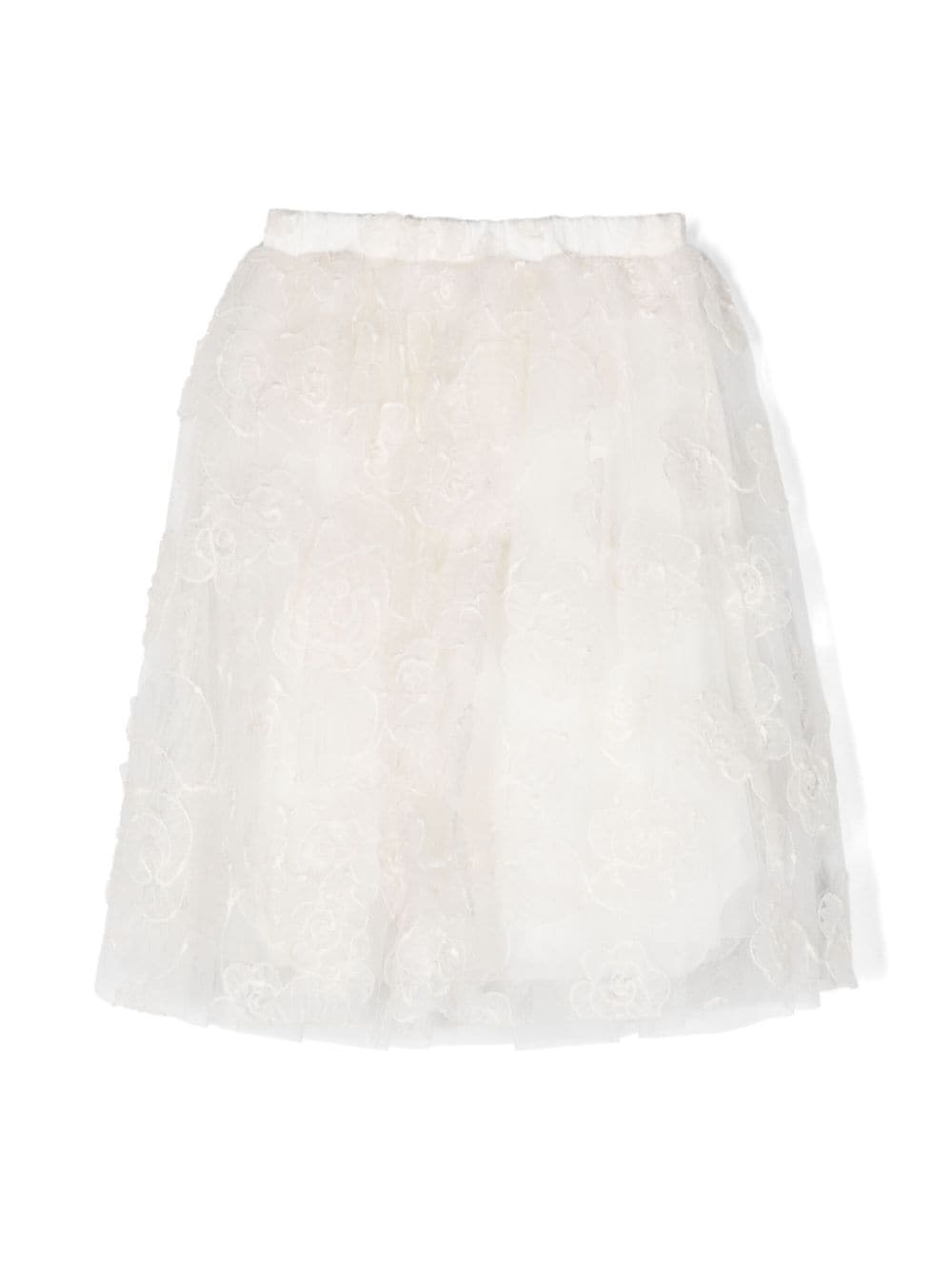 Simonetta floral-embroidered tulle skirt - White von Simonetta