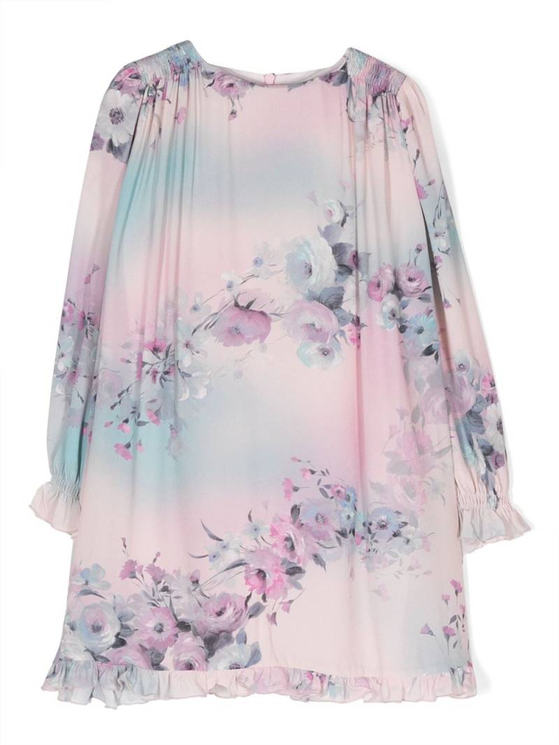 Simonetta floral-print ruffle-hem dress - Pink von Simonetta