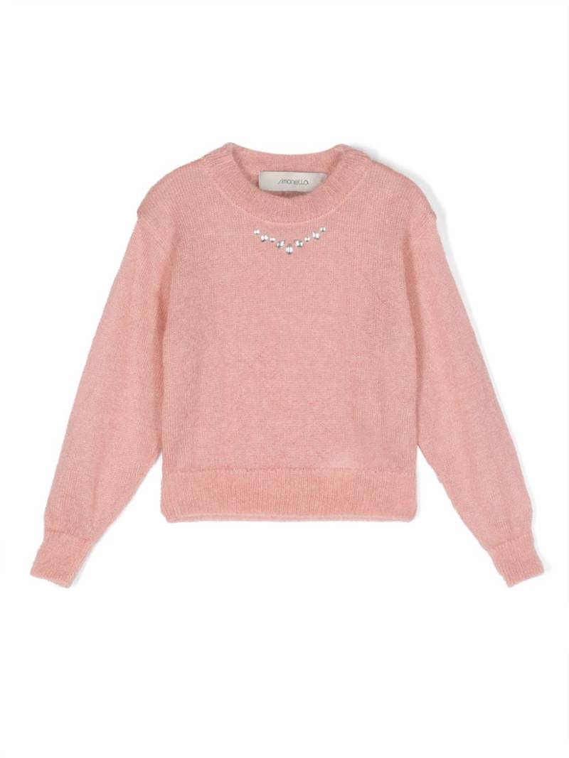 Simonetta rhinestone-embellished crew-neck jumper - Pink von Simonetta