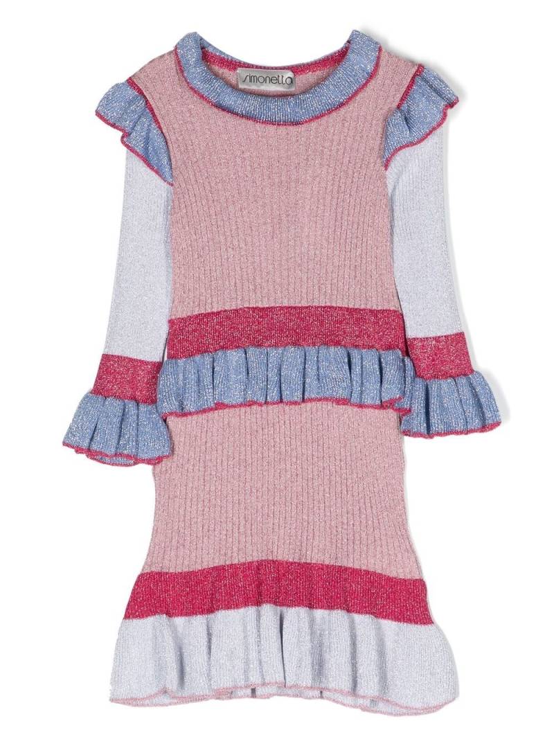 Simonetta ribbed-knit long-sleeve dress - Pink von Simonetta