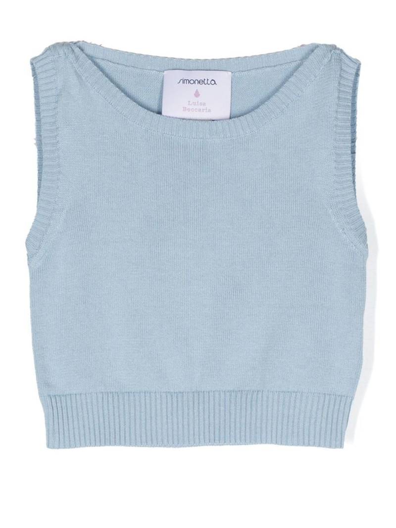 Simonetta ribbed knit tank top - Blue von Simonetta