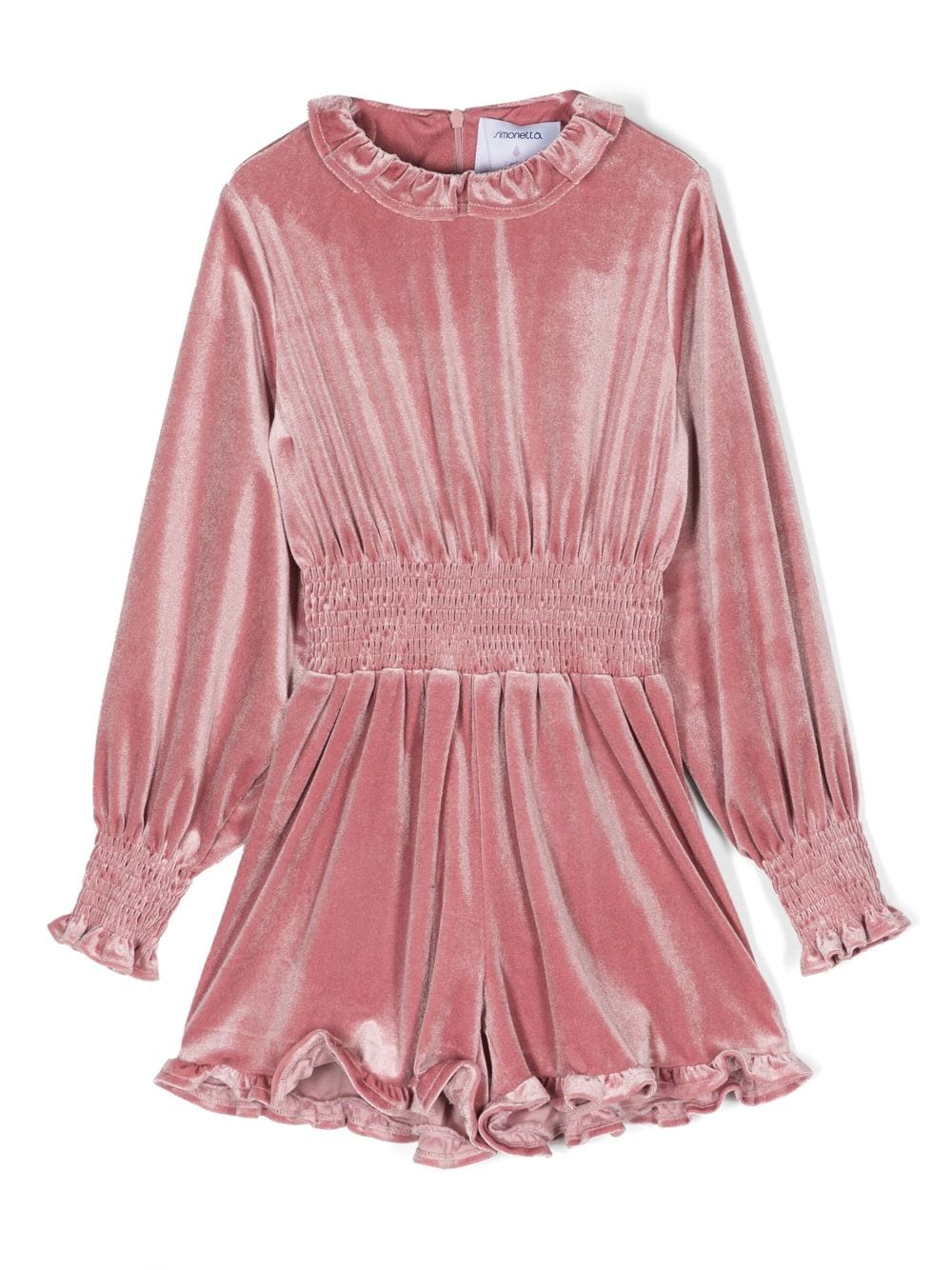 Simonetta velvet-effect long-sleeved playsuit - Pink von Simonetta