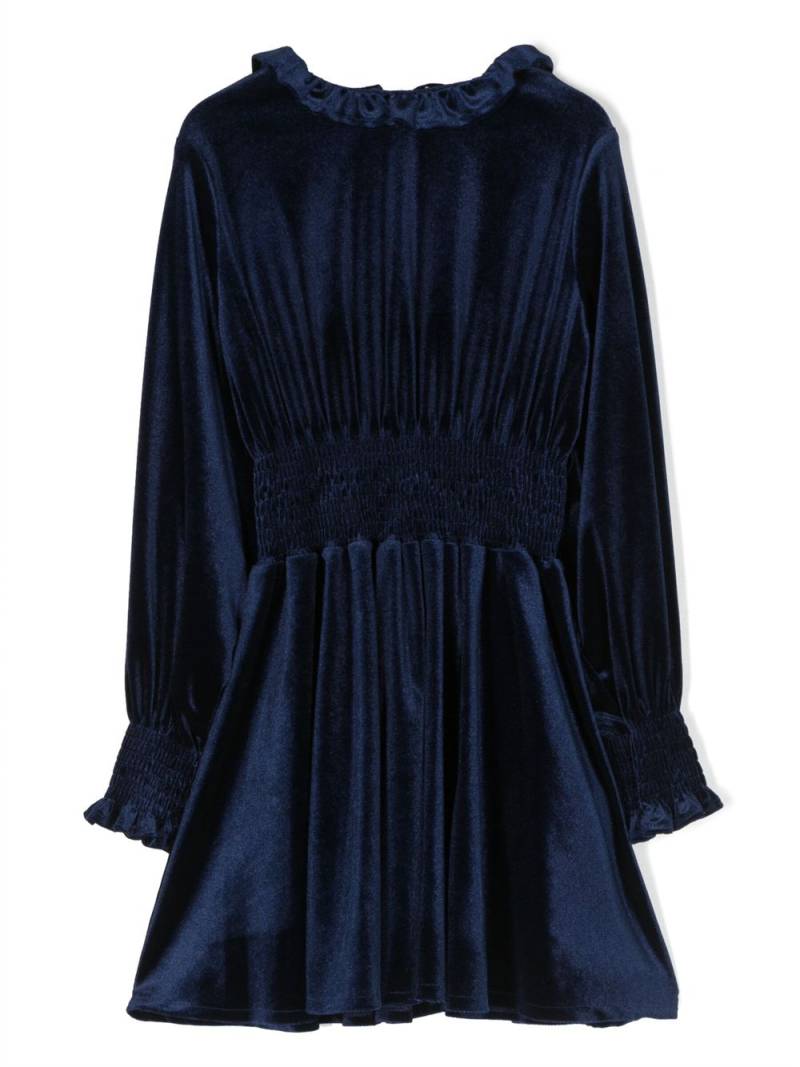 Simonetta velvet long-sleeve flared dress - Blue von Simonetta