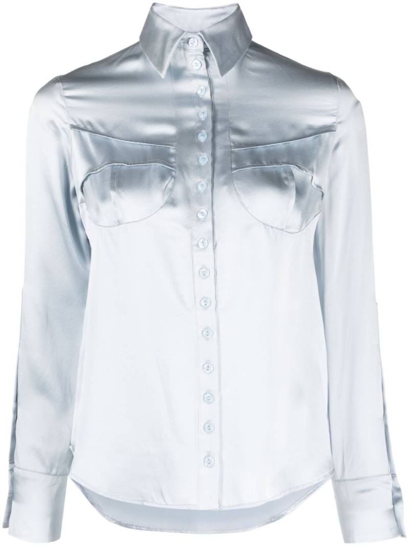 Sinead O'Dwyer spread-collar silk pyjama shirt - Blue von Sinead O'Dwyer