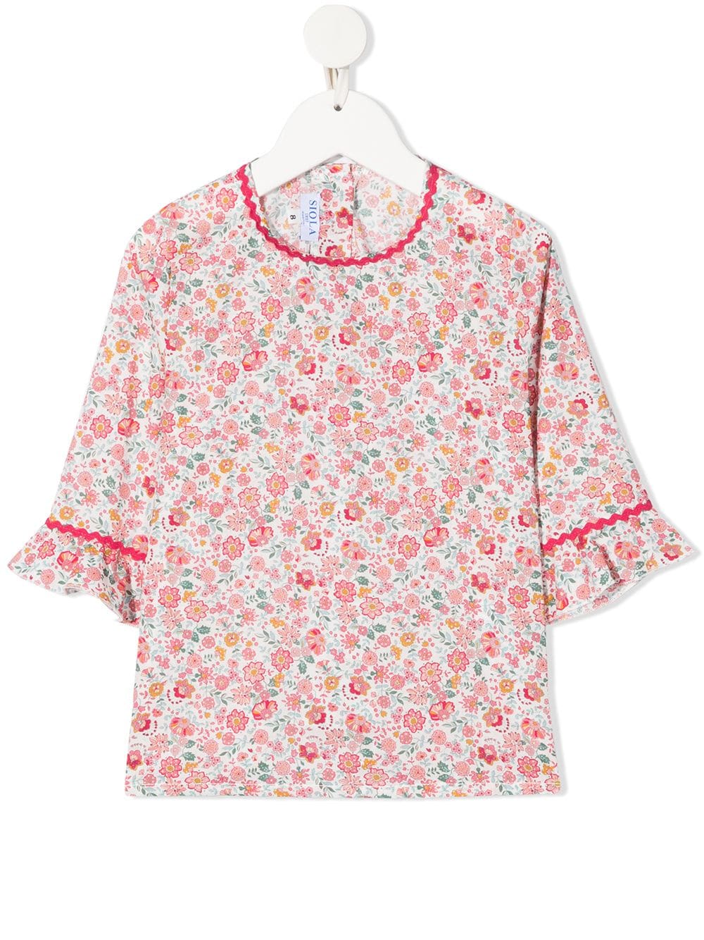 Siola floral-print frill-sleeve top - Pink von Siola