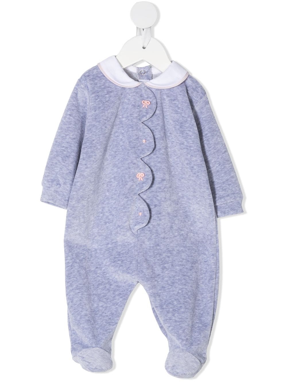 Siola scallop-edge velour babygrow - Grey von Siola