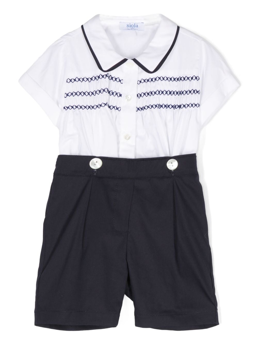 Siola shirred cotton shorts set - Blue von Siola