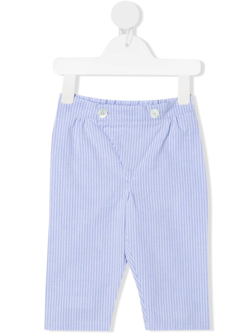 Siola stripe-pattern cotton trousers - Blue von Siola