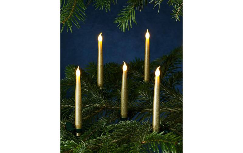 Sirius Christbaumkerzen »LED-Kerze Caroline 10er Set gold«, 10 St.-flammig, Inhalt 10 Kerzen, inkl Fernbedienung mit wählbaren Timerfunktionen von Sirius