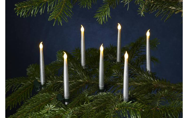 Sirius Christbaumkerzen »LED-Kerze Caroline 10er Set silber«, 10 St.-flammig, Inhalt 10 Kerzen, inkl Fernbedienung mit wählbaren Timerfunktionen von Sirius